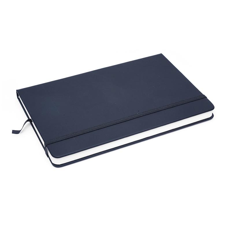 Dark Blue - Pu Leather Note Book With Elastic & Pen Holder